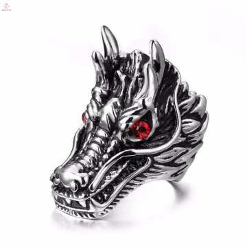 Popular custom stainless steel mens silver engraved dragon rings